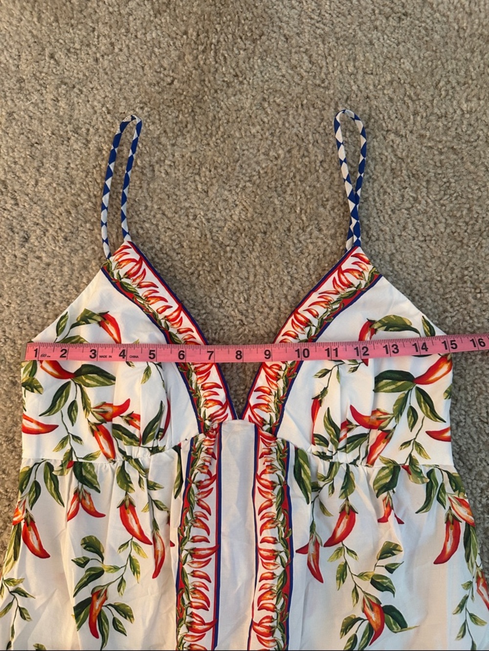 FARM Rio White Picnic Peppers Mini Dress Size Small - Picture 9 of 10